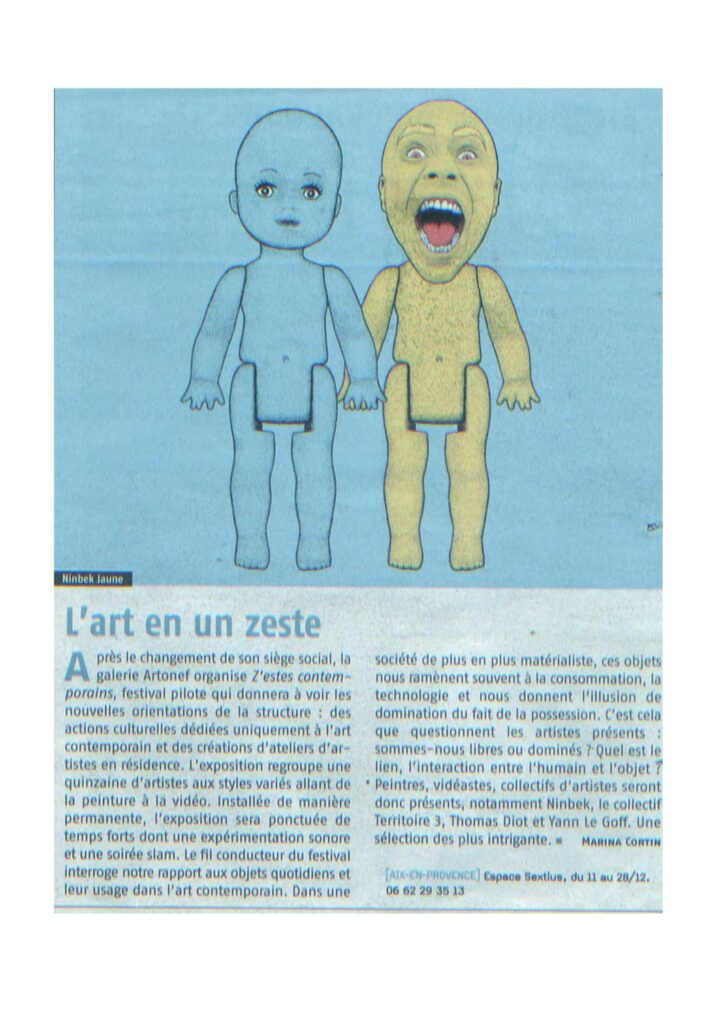 Article sur premier festival d'arts contemporains hors les murs de la galerie Artonef à Aix-en-Provence